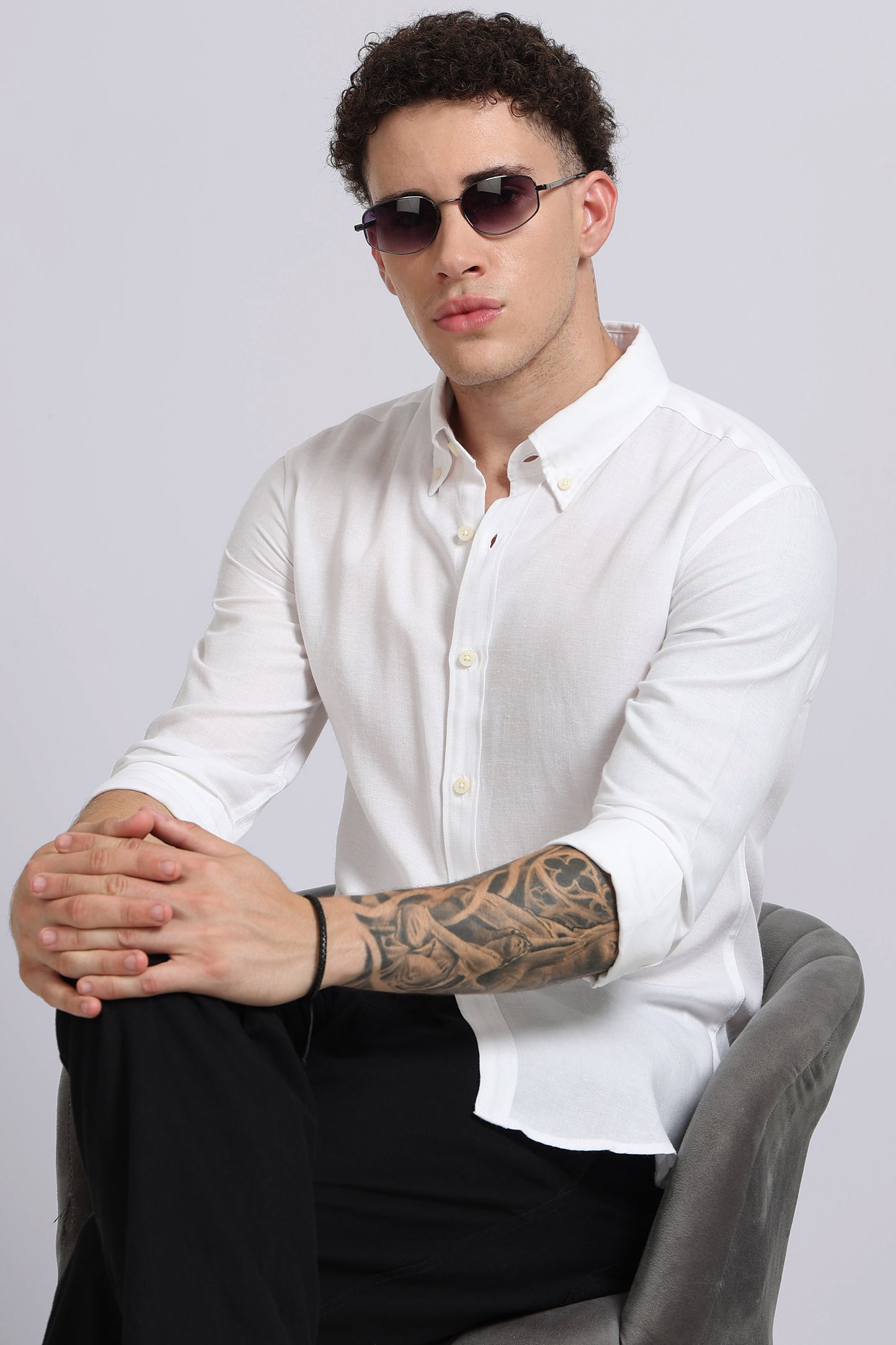 Viscose Linen Slim Fit Shirt White