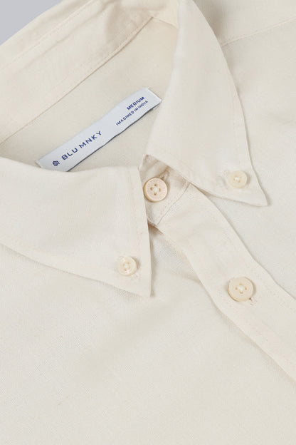 Viscose Linen Slim Fit Shirt Off White