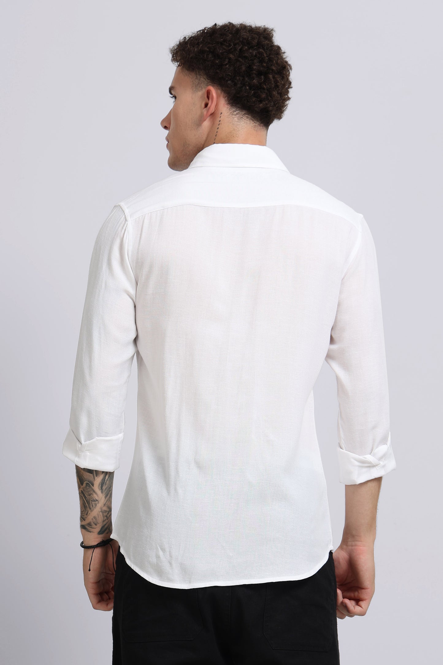 Viscose Linen Slim Fit Shirt White