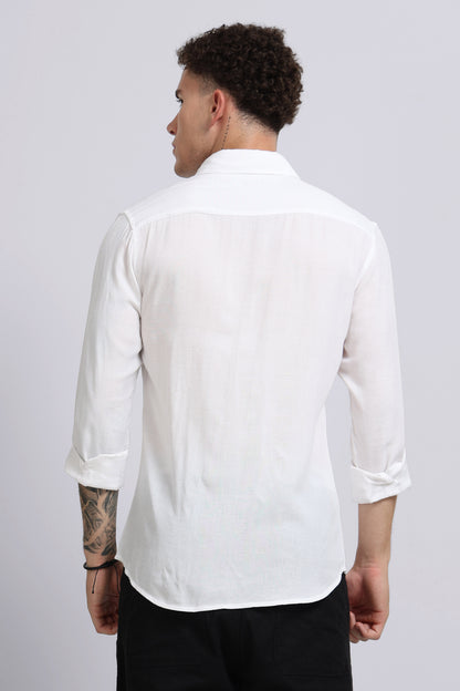 Viscose Linen Slim Fit Shirt White