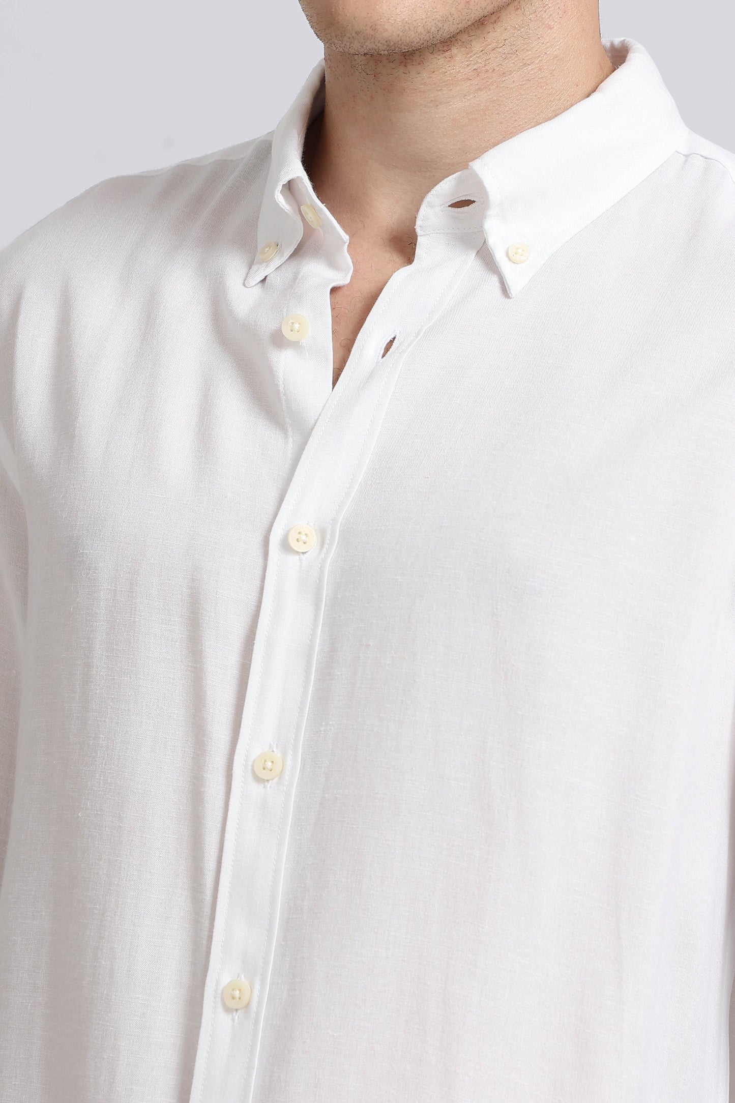 Viscose Linen Slim Fit Shirt White