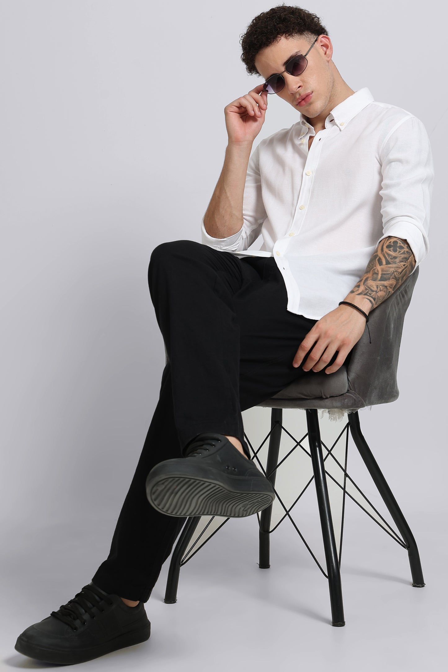 Viscose Linen Slim Fit Shirt White