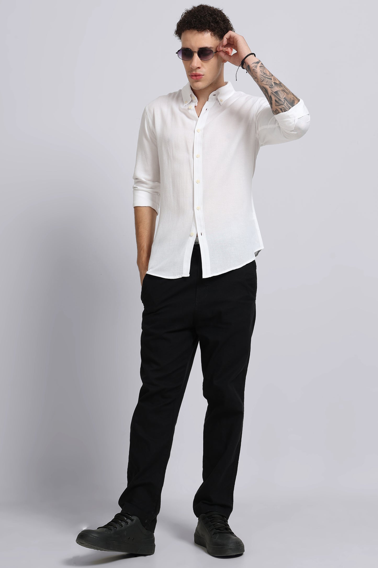 Viscose Linen Slim Fit Shirt White