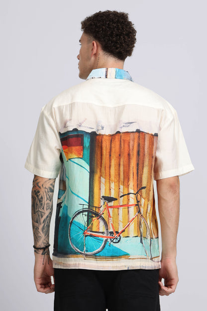 "Morning Coffee" Oversized Print Shirt