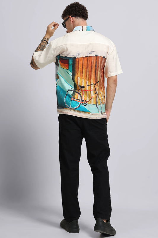 "Morning Coffee" Oversized Print Shirt