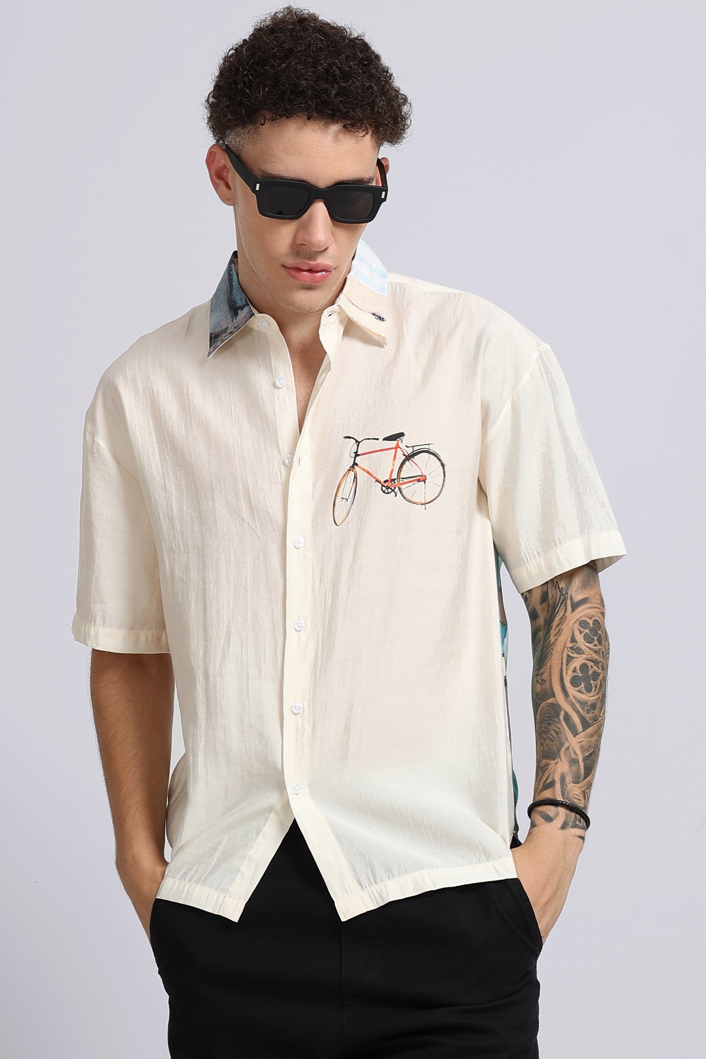 "Morning Coffee" Oversized Print Shirt