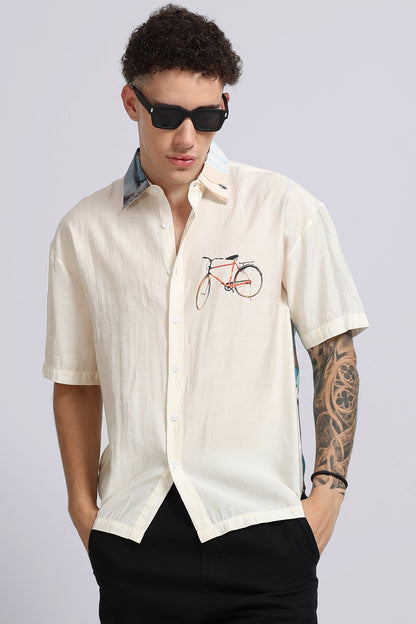 "Morning Coffee" Oversized Print Shirt
