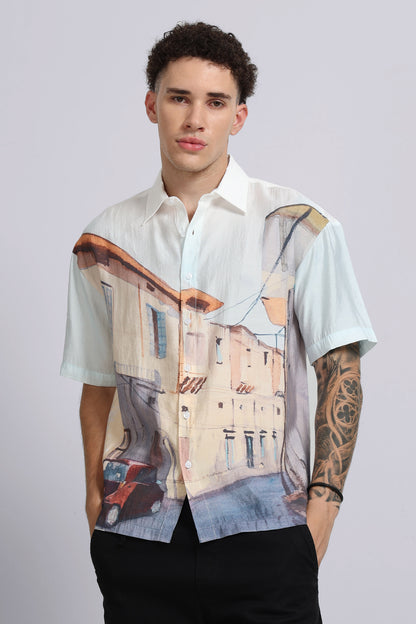 "Red Car" Oversized Print Shirt