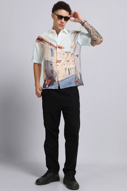 "Red Car" Oversized Print Shirt