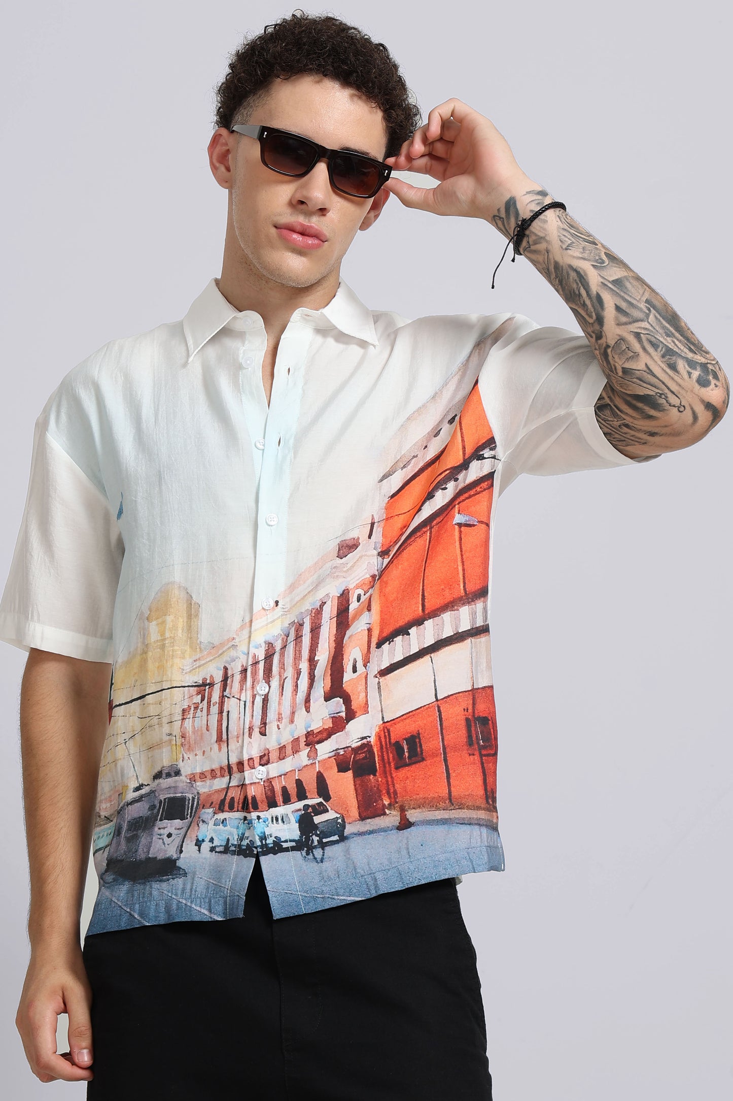 "Lalbazaar" Oversized Print Shirt
