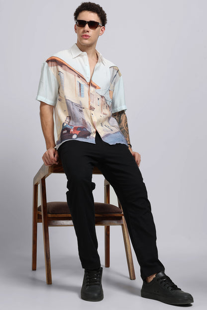 "Red Car" Oversized Print Shirt