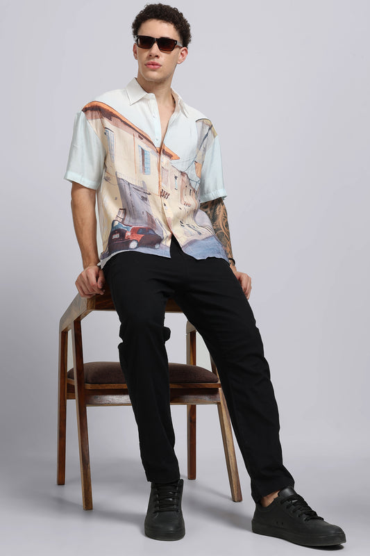 "Red Car" Oversized Print Shirt