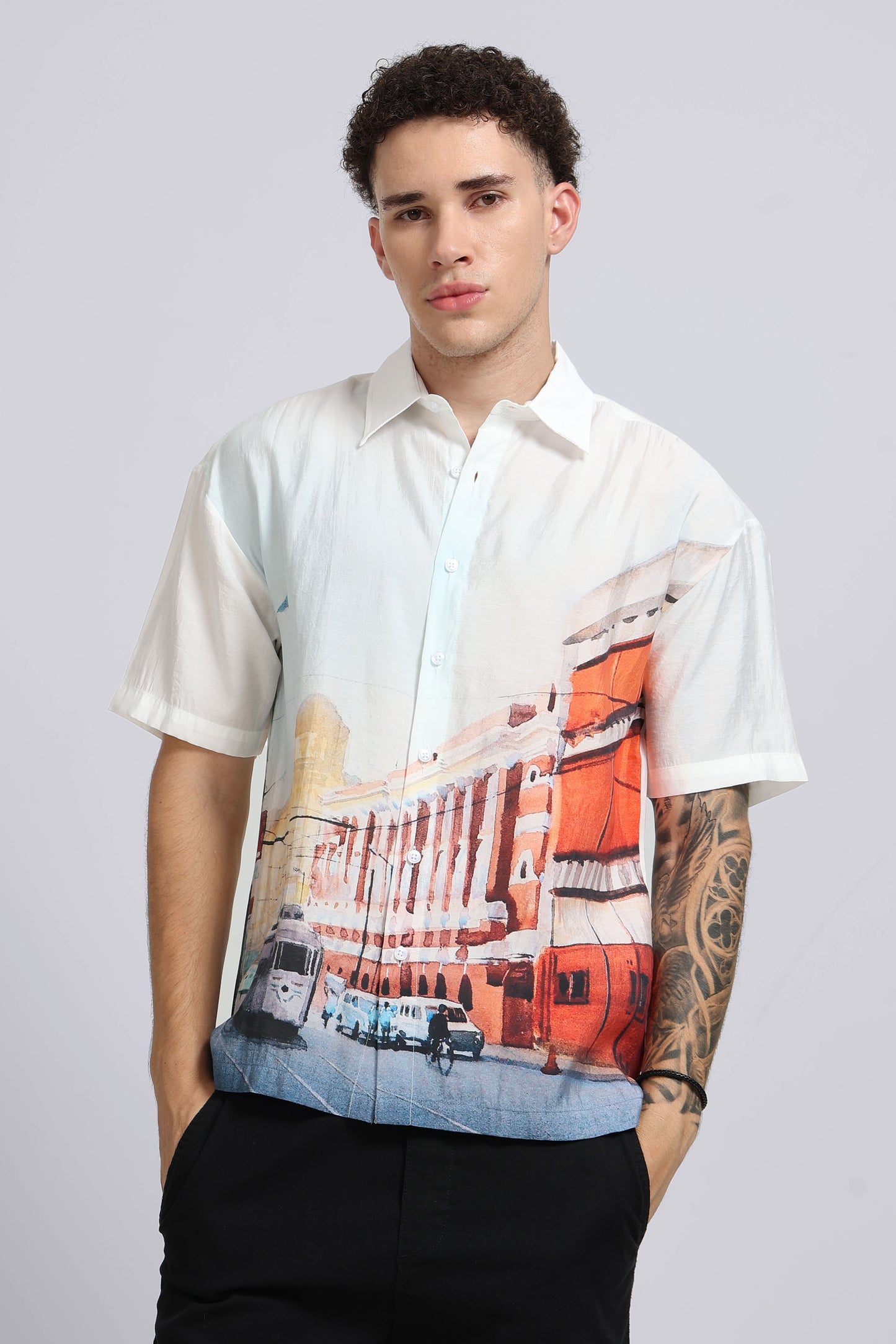 "Lalbazaar" Oversized Print Shirt