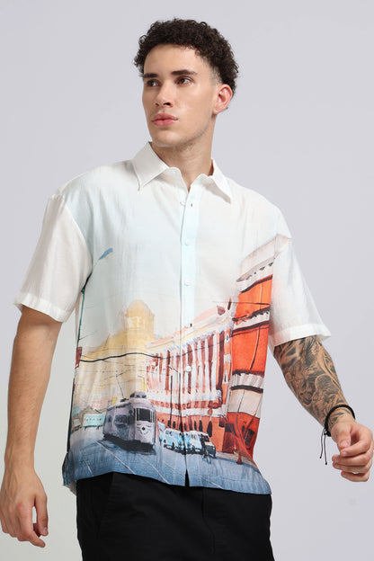 "Lalbazaar" Oversized Print Shirt