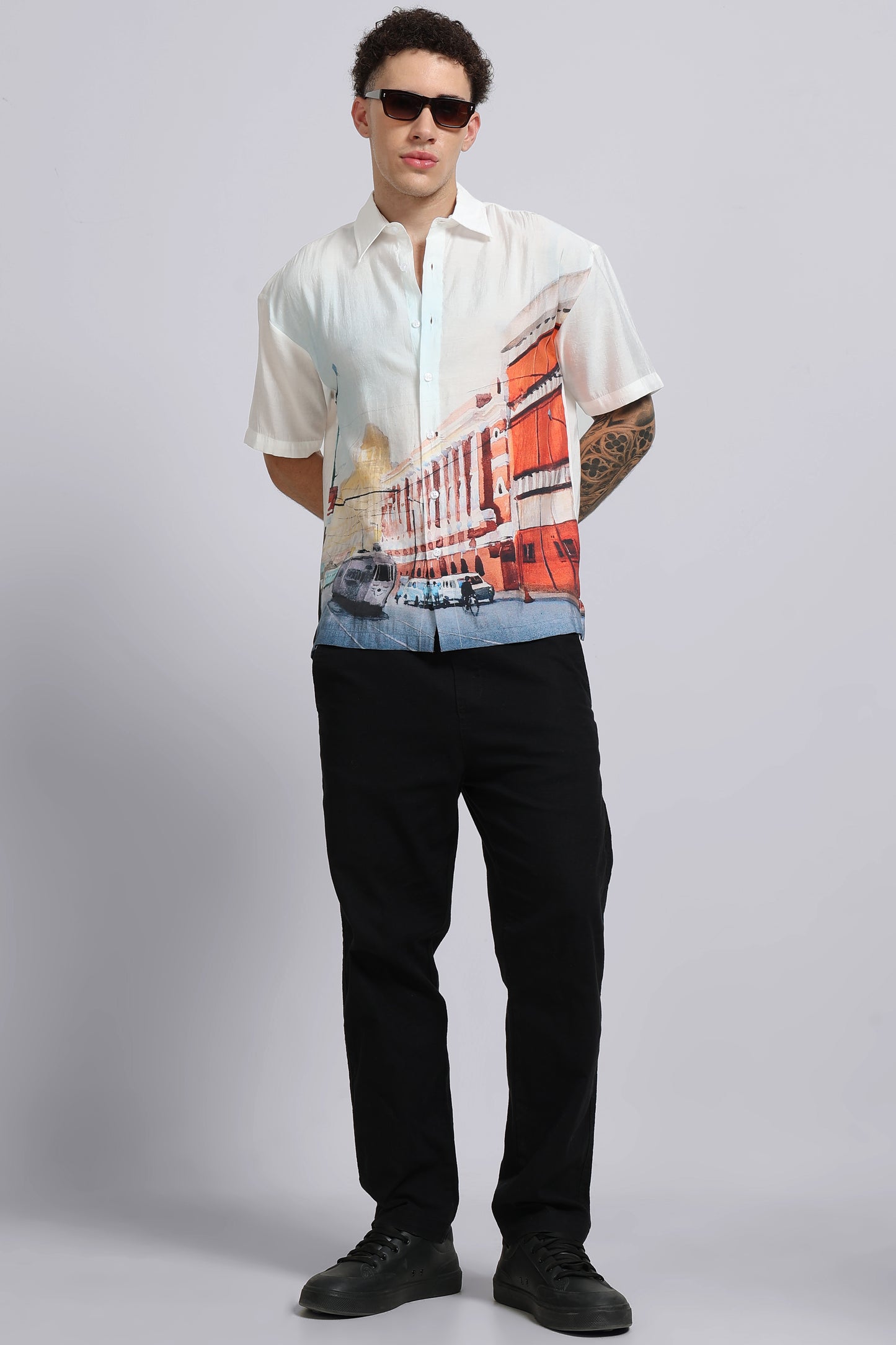 "Lalbazaar" Oversized Print Shirt