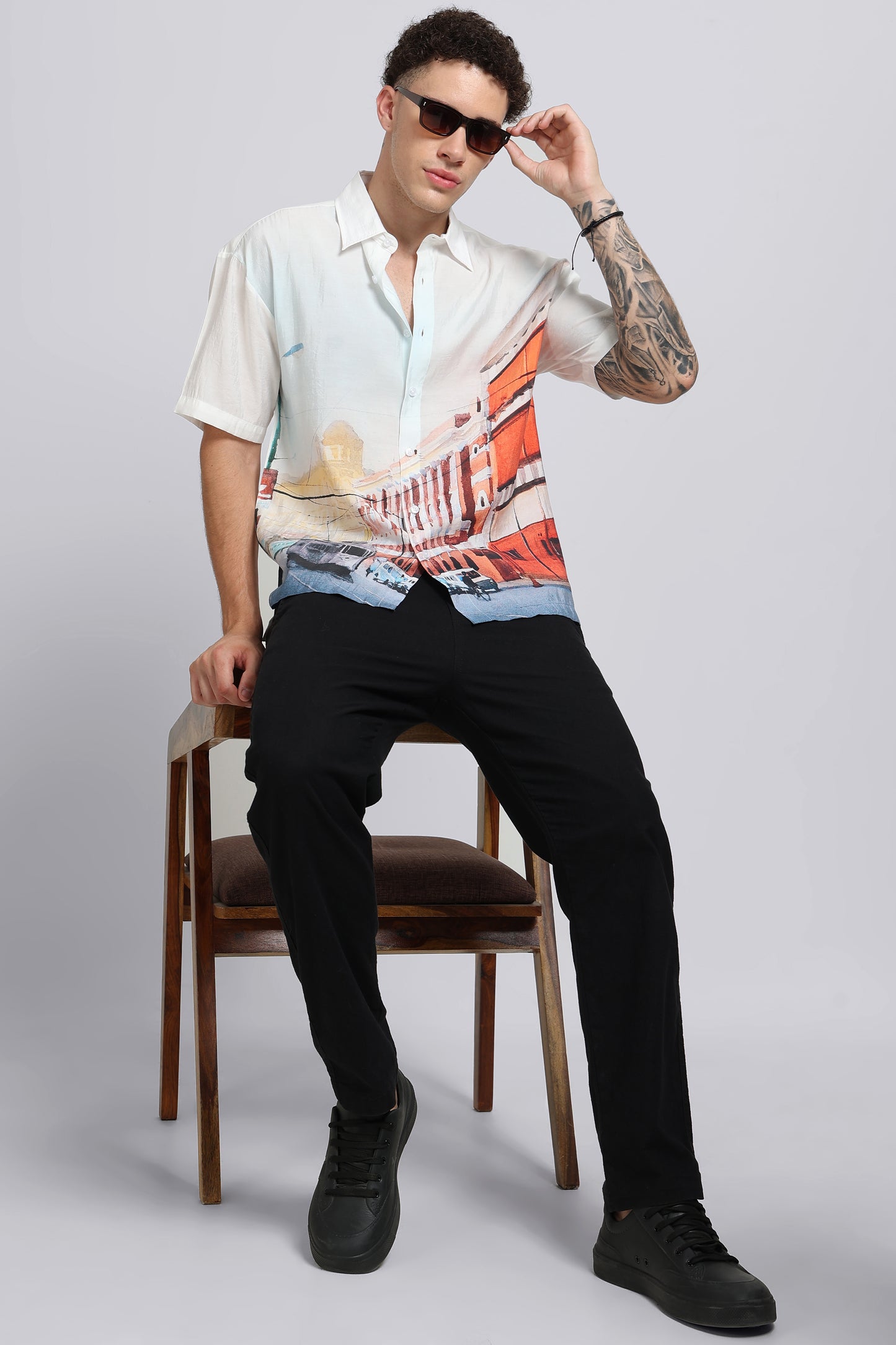 "Lalbazaar" Oversized Print Shirt