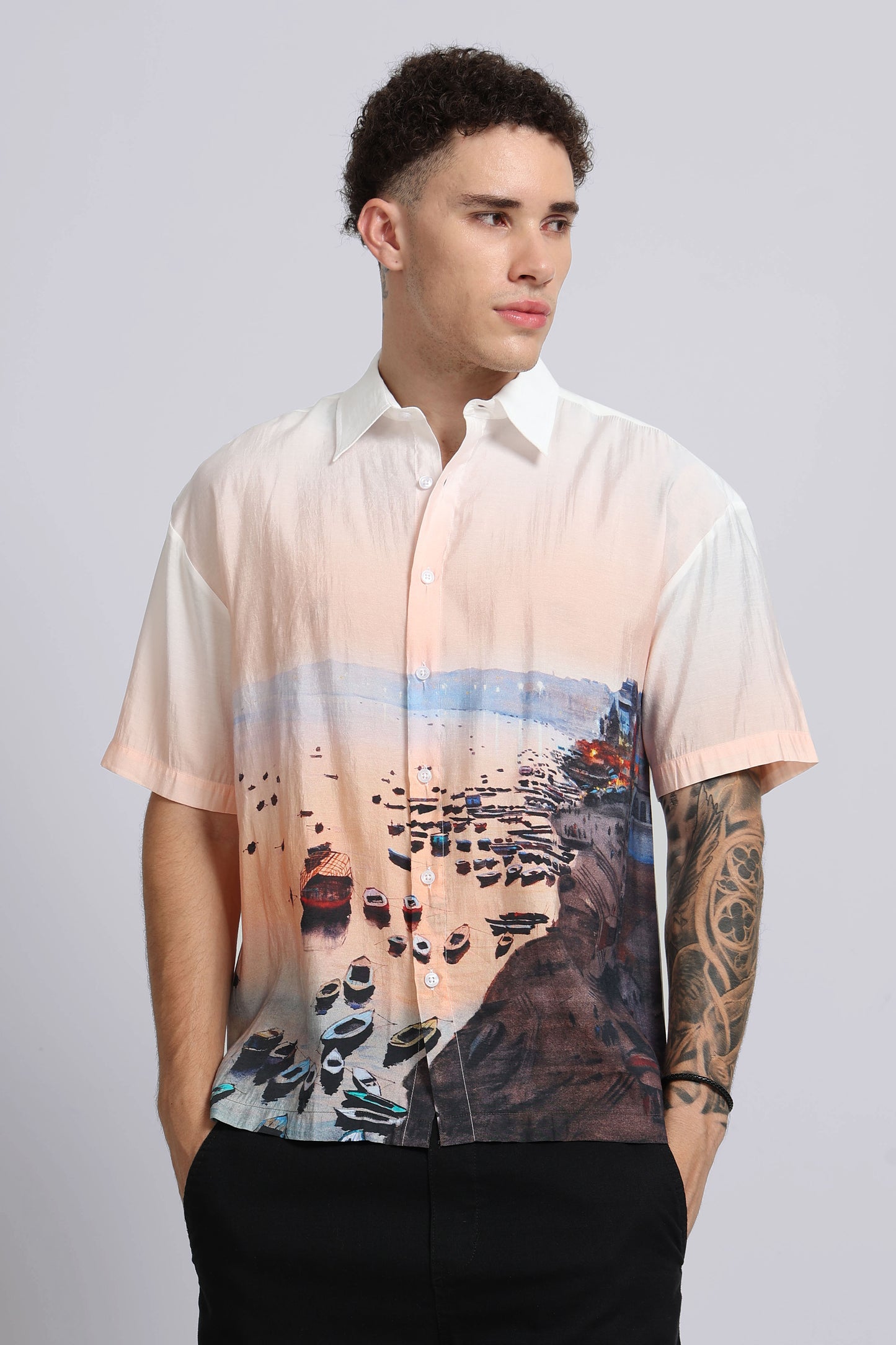 "Twilight Varanasi" Oversized Print Shirt