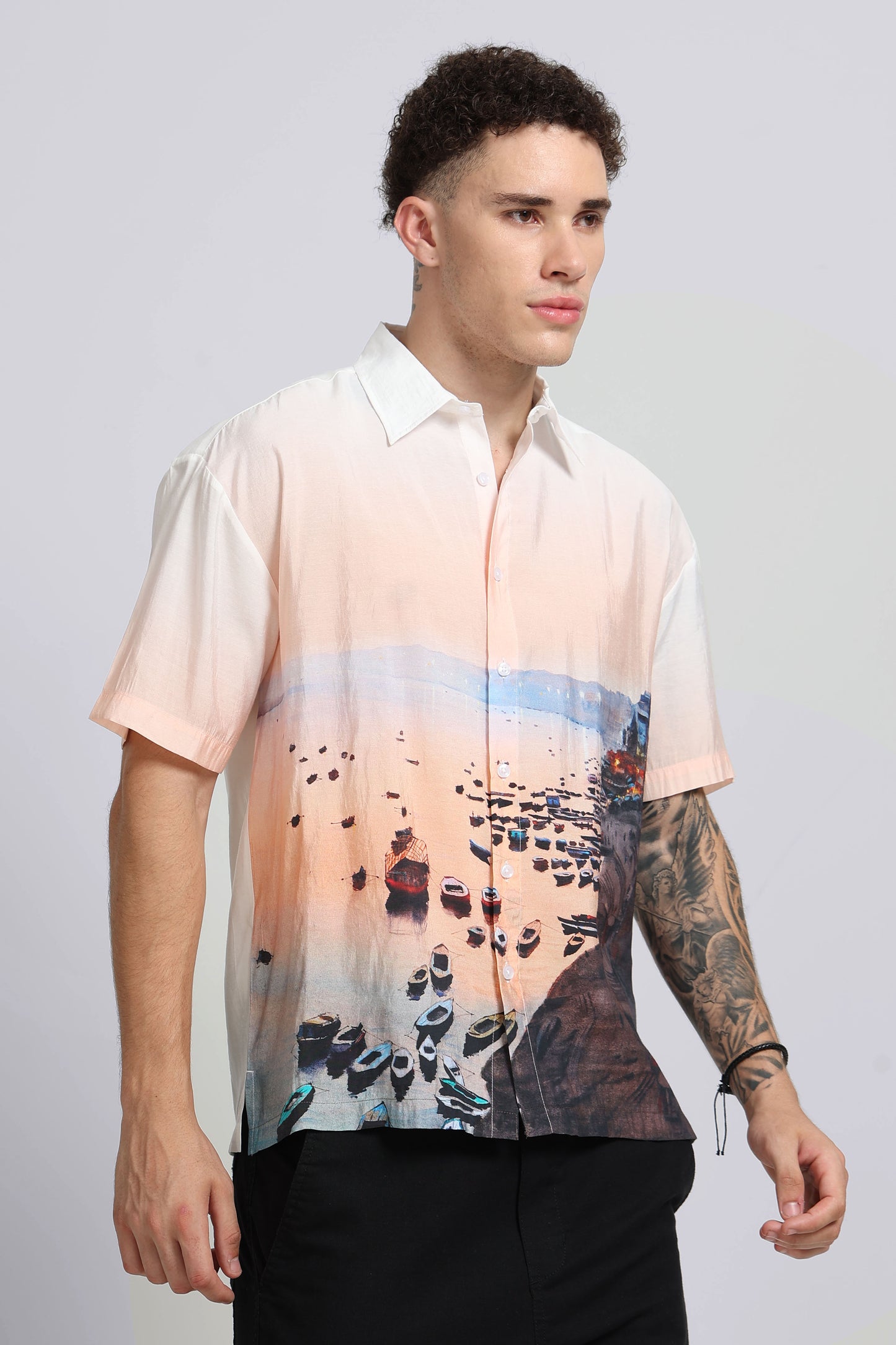 "Twilight Varanasi" Oversized Print Shirt