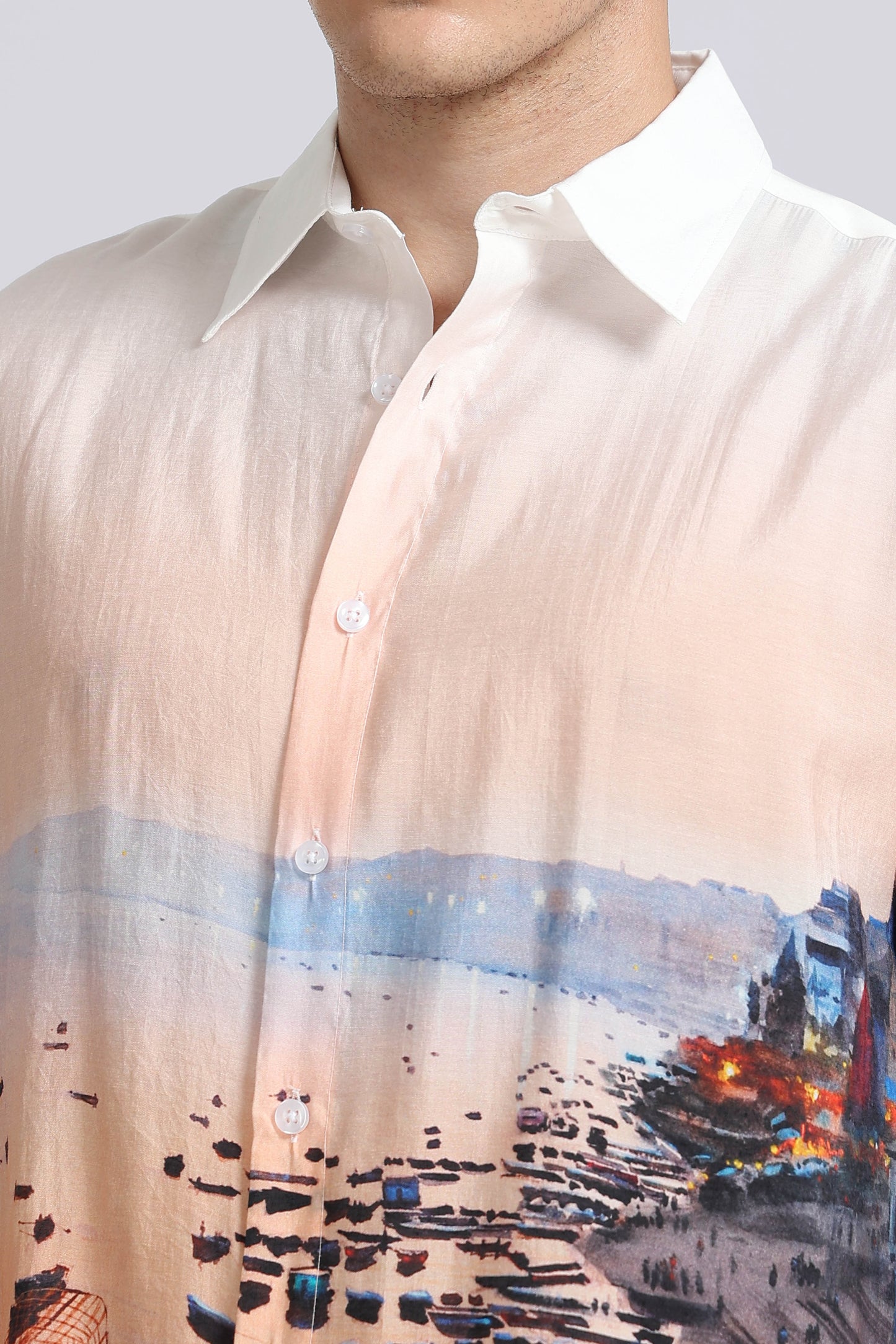 "Twilight Varanasi" Oversized Print Shirt