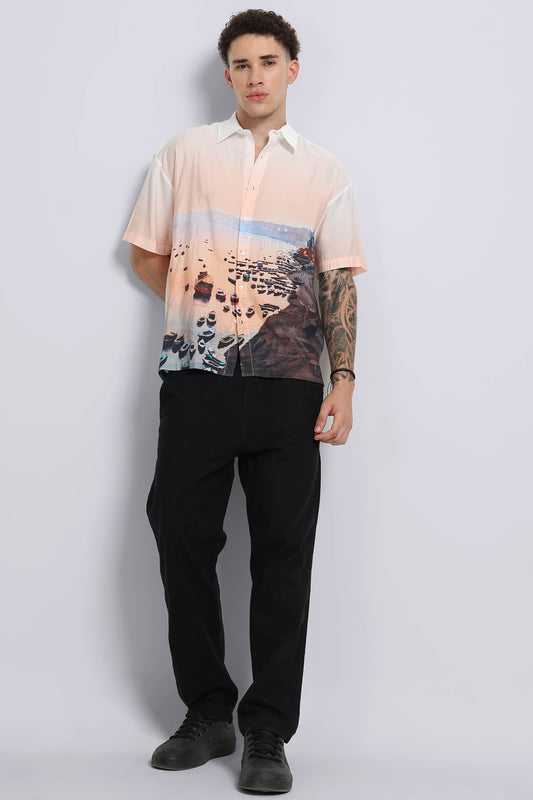 "Twilight Varanasi" Oversized Print Shirt