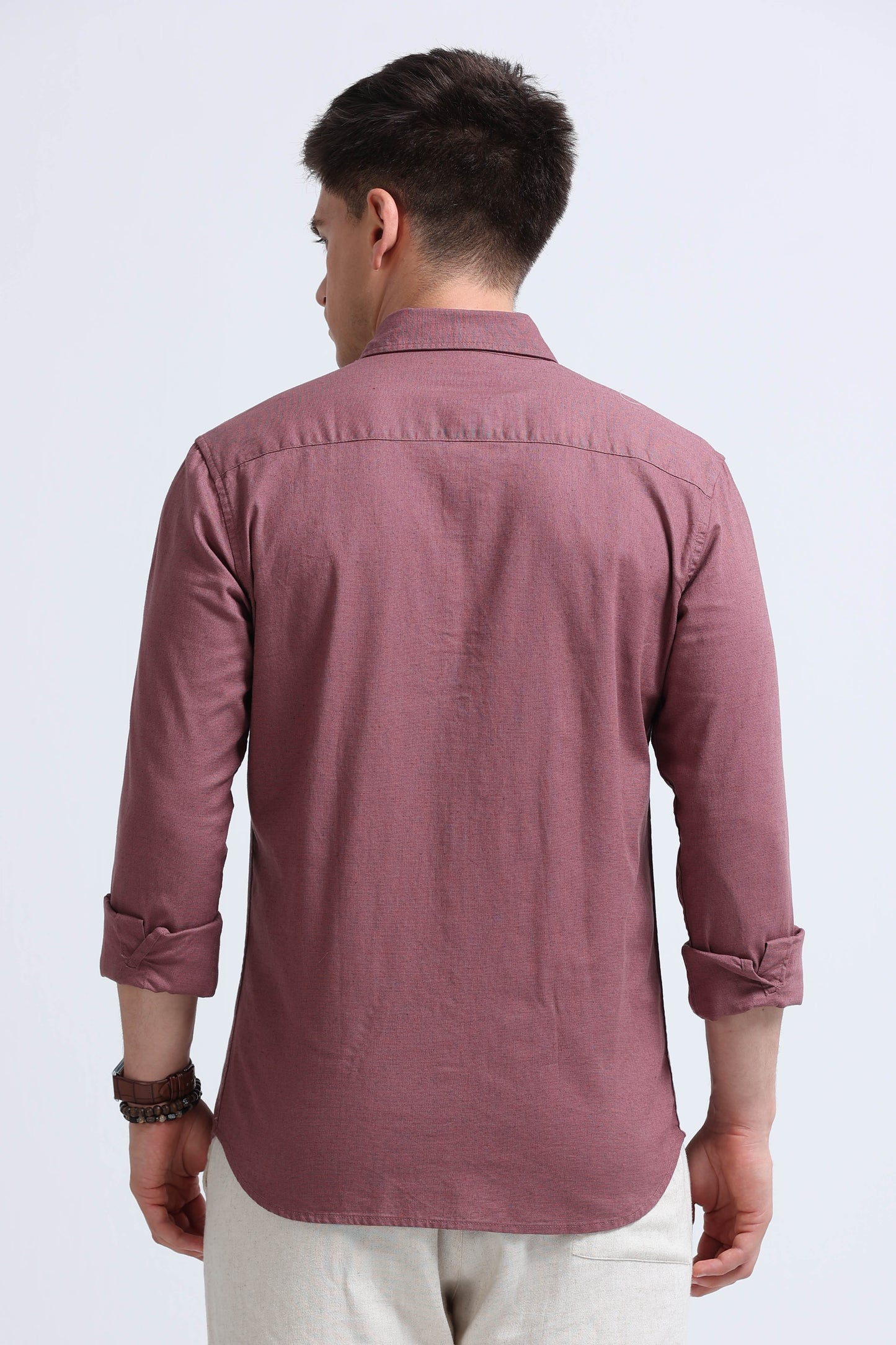 Classic Cotton Linen Button-Down Shirt Dusty Pink