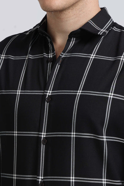 Premium Checked Slim-fit Shirt Black White