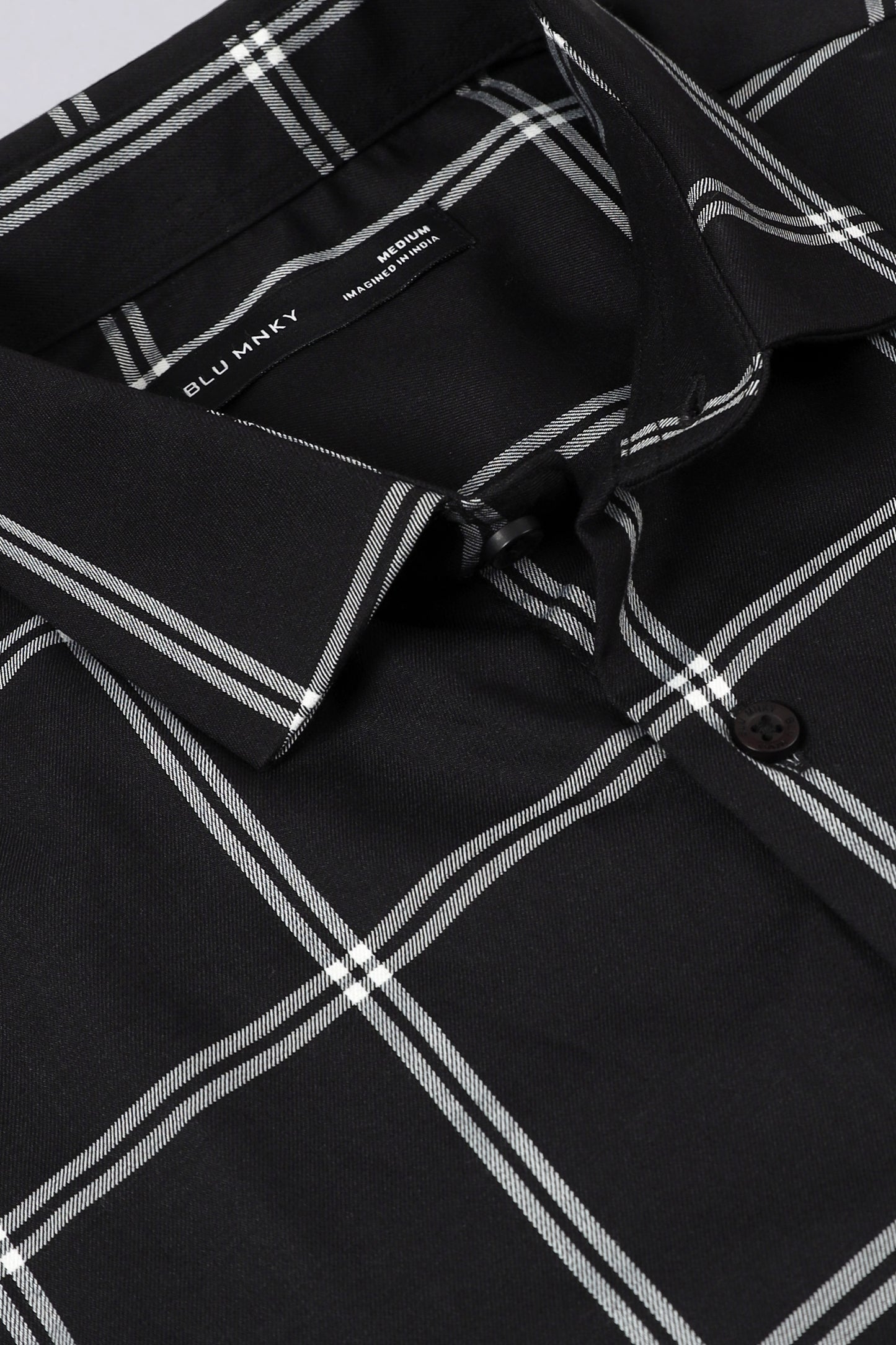 Premium Checked Slim-fit Shirt Black White