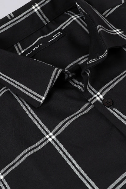 Premium Checked Slim-fit Shirt Black White