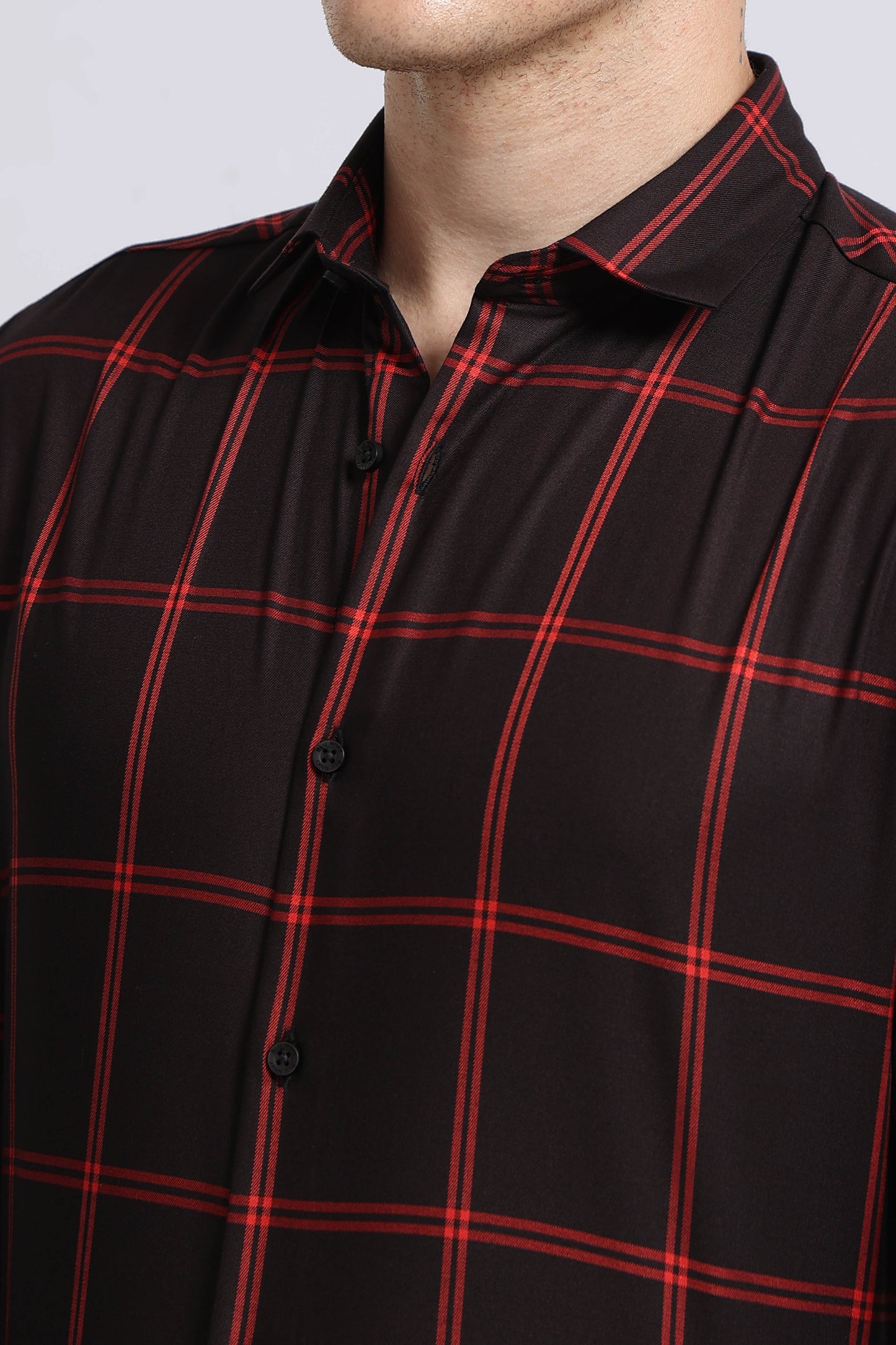 Premium Checked Slim-fit Shirt Black Red