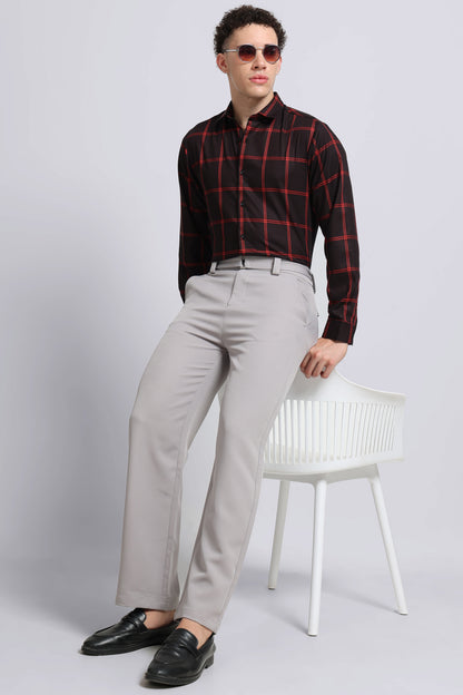 Premium Checked Slim-fit Shirt Black Red