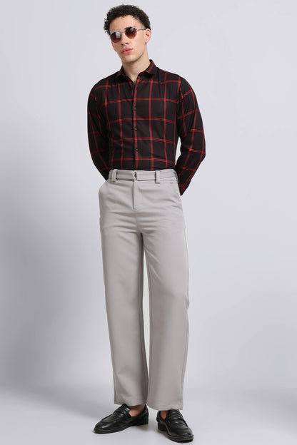 Premium Checked Slim-fit Shirt Black Red