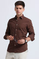 Slim Striped Cotton Oxford Shirt Brown