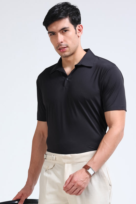 Black Polo T-Shirt - Slim Fit