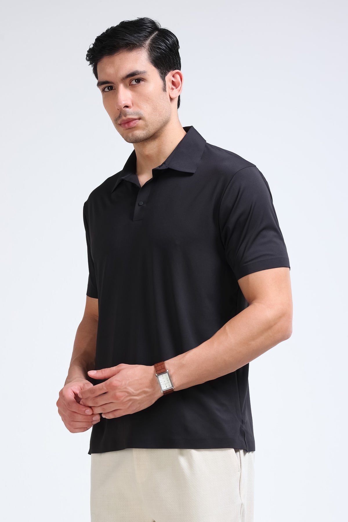 Black Polo T-Shirt - Slim Fit