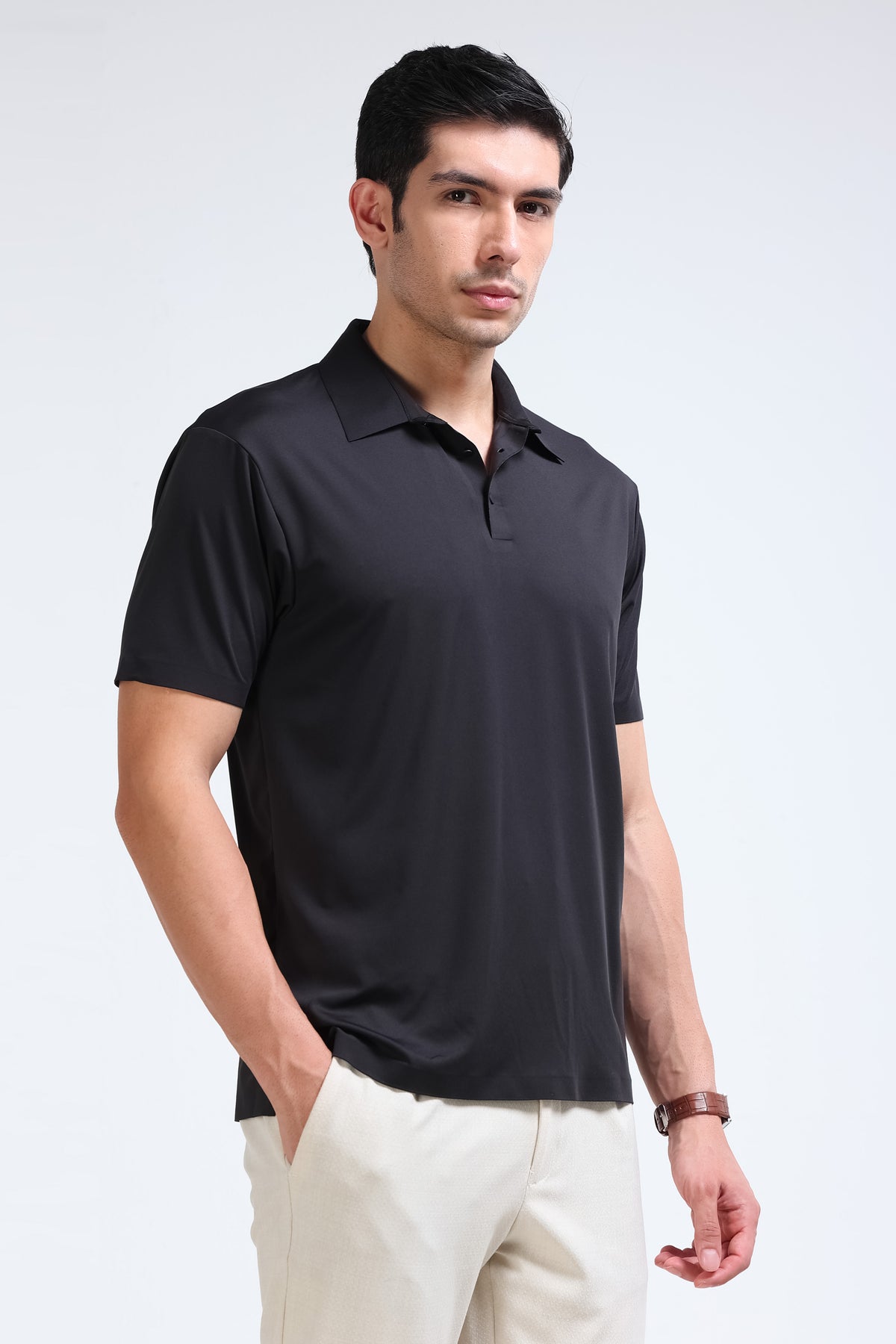 Black Polo T-Shirt - Slim Fit