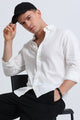 Classic Cotton Linen Button-Down Shirt White