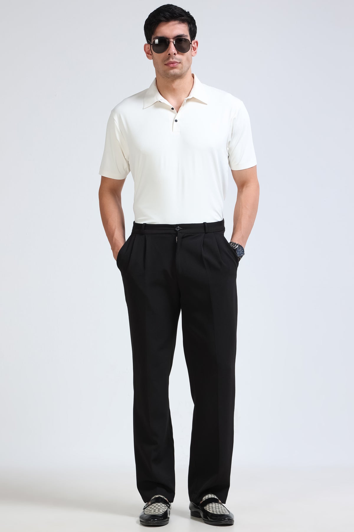 Off White Polo T-Shirt - Slim Fit