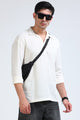 Off White Linen Short Kurta - Slim Fit