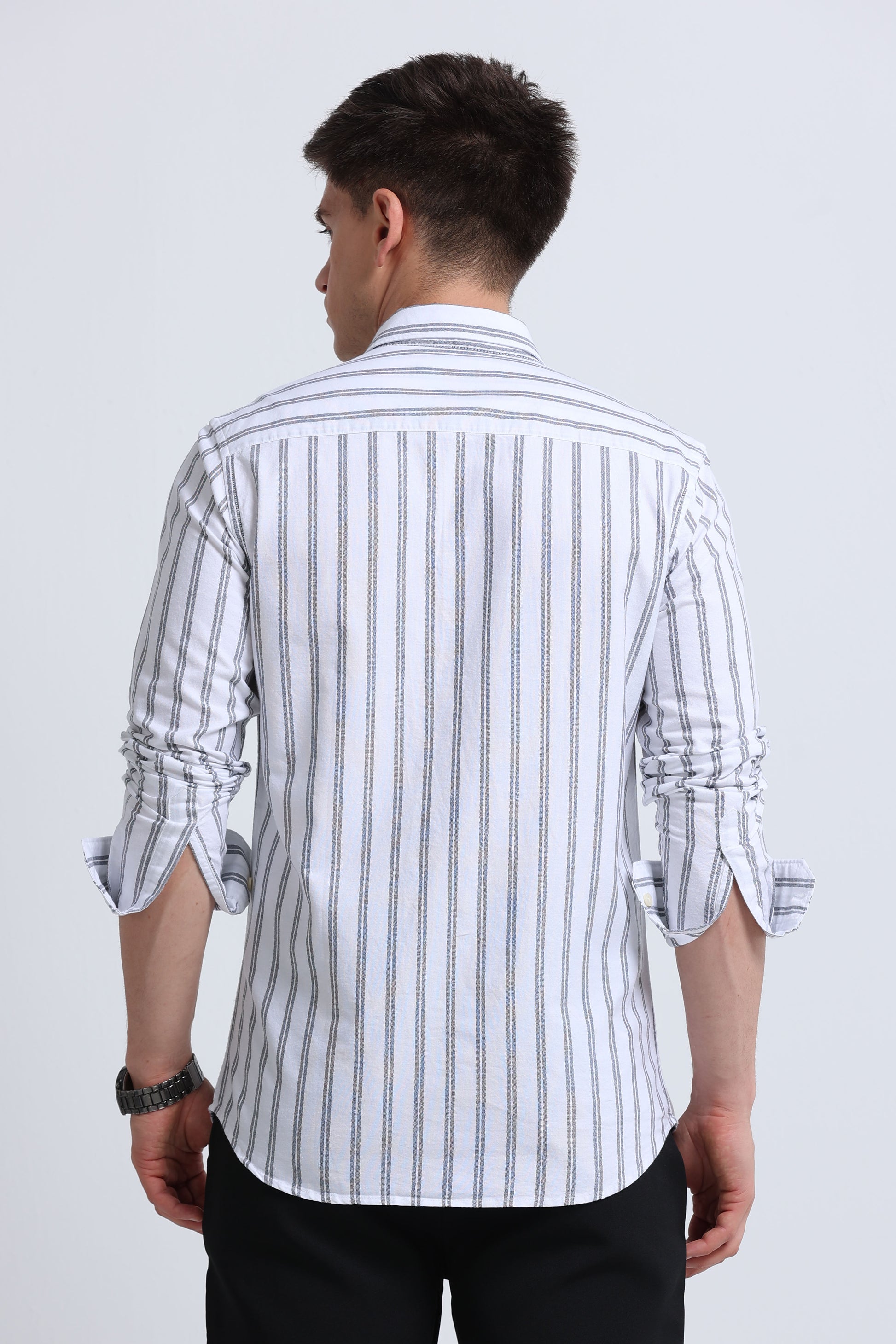 Classic Striped Oxford Cotton Shirt White Black