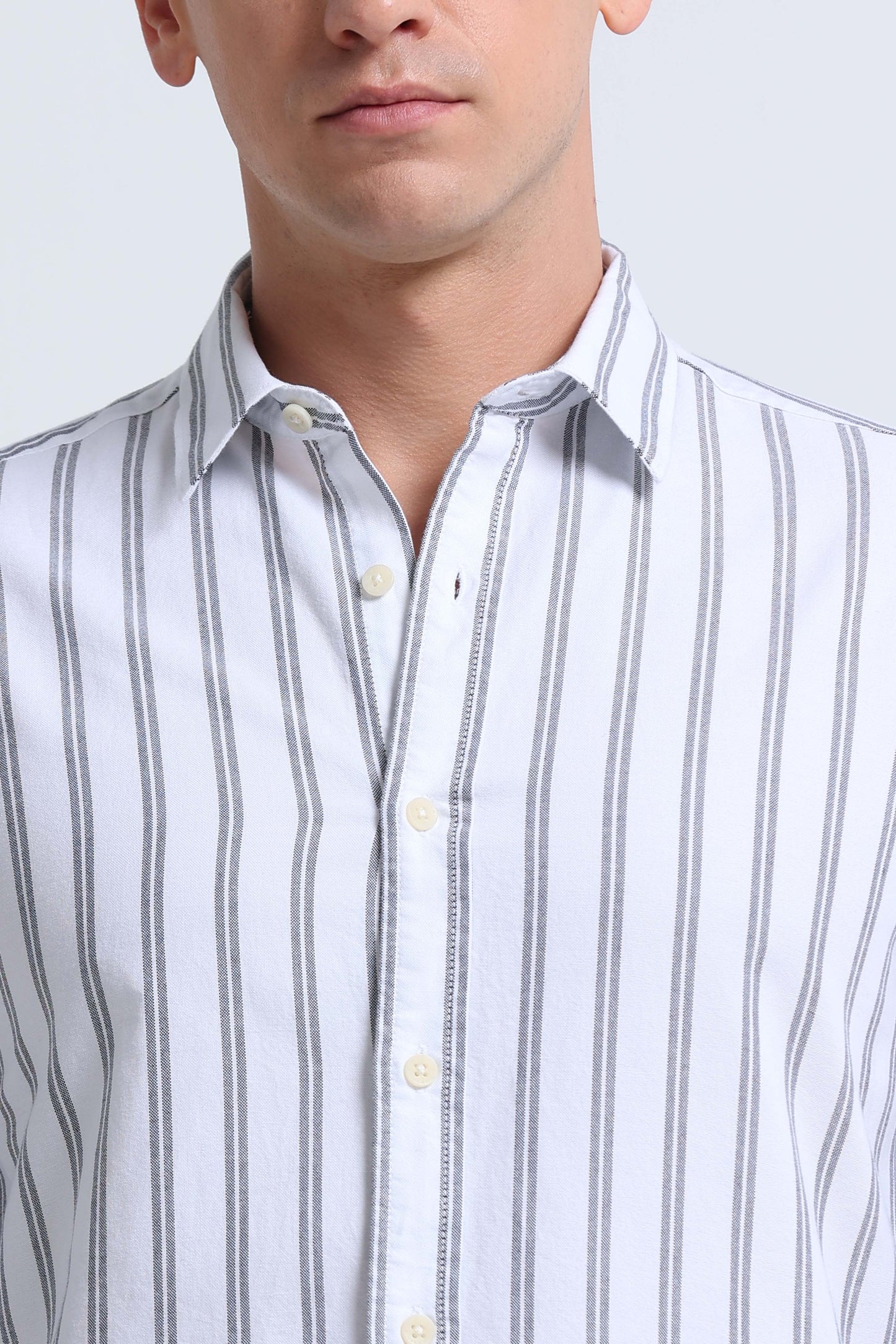 Classic Striped Oxford Cotton Shirt White Black