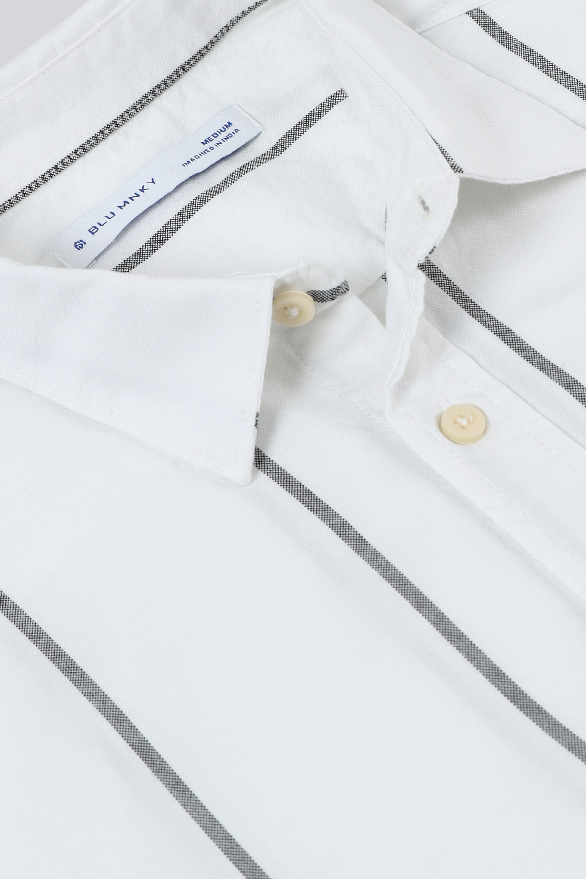 Classic Striped Oxford Cotton Shirt White