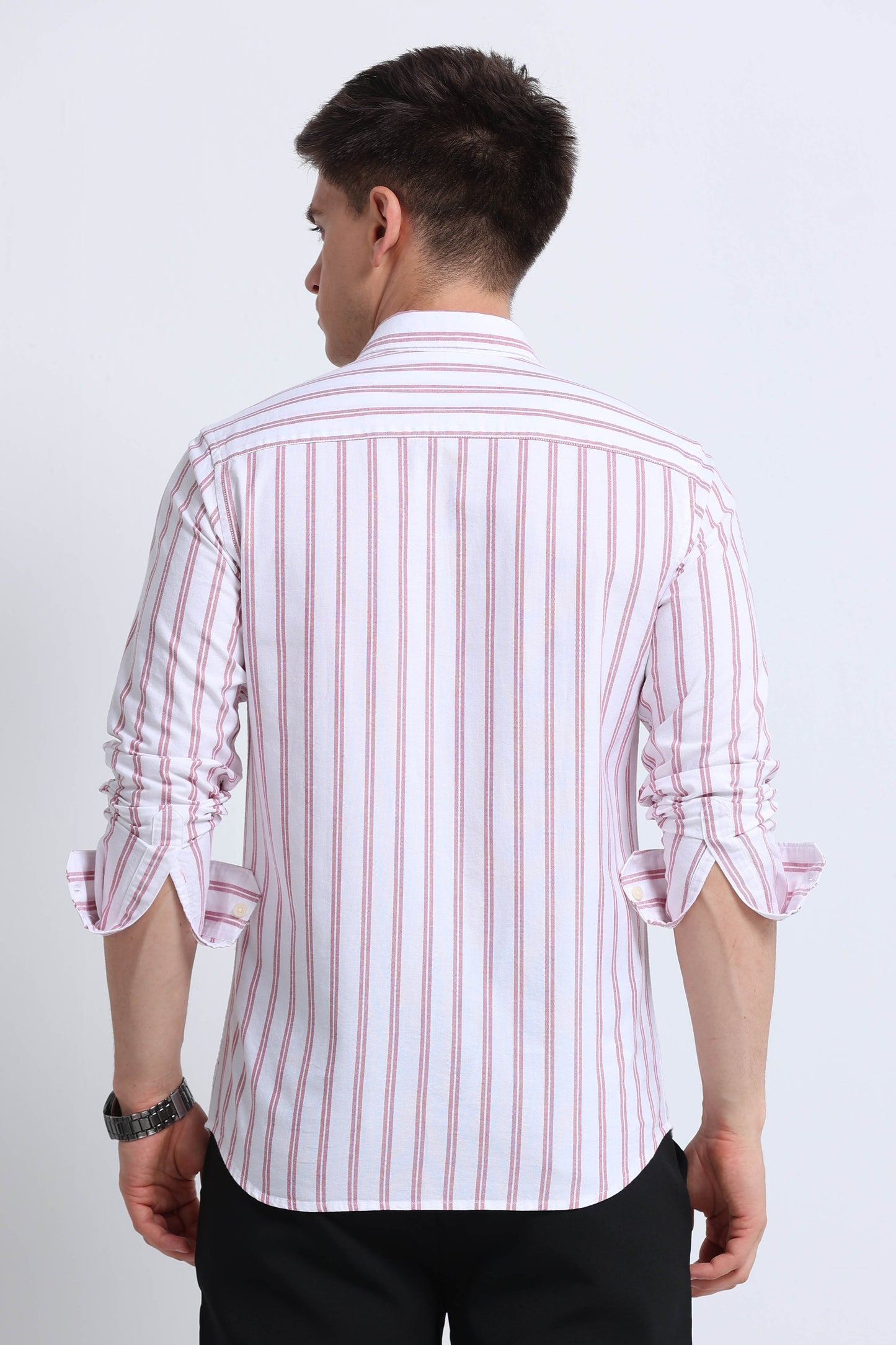 Classic Striped Oxford Cotton Shirt Red White