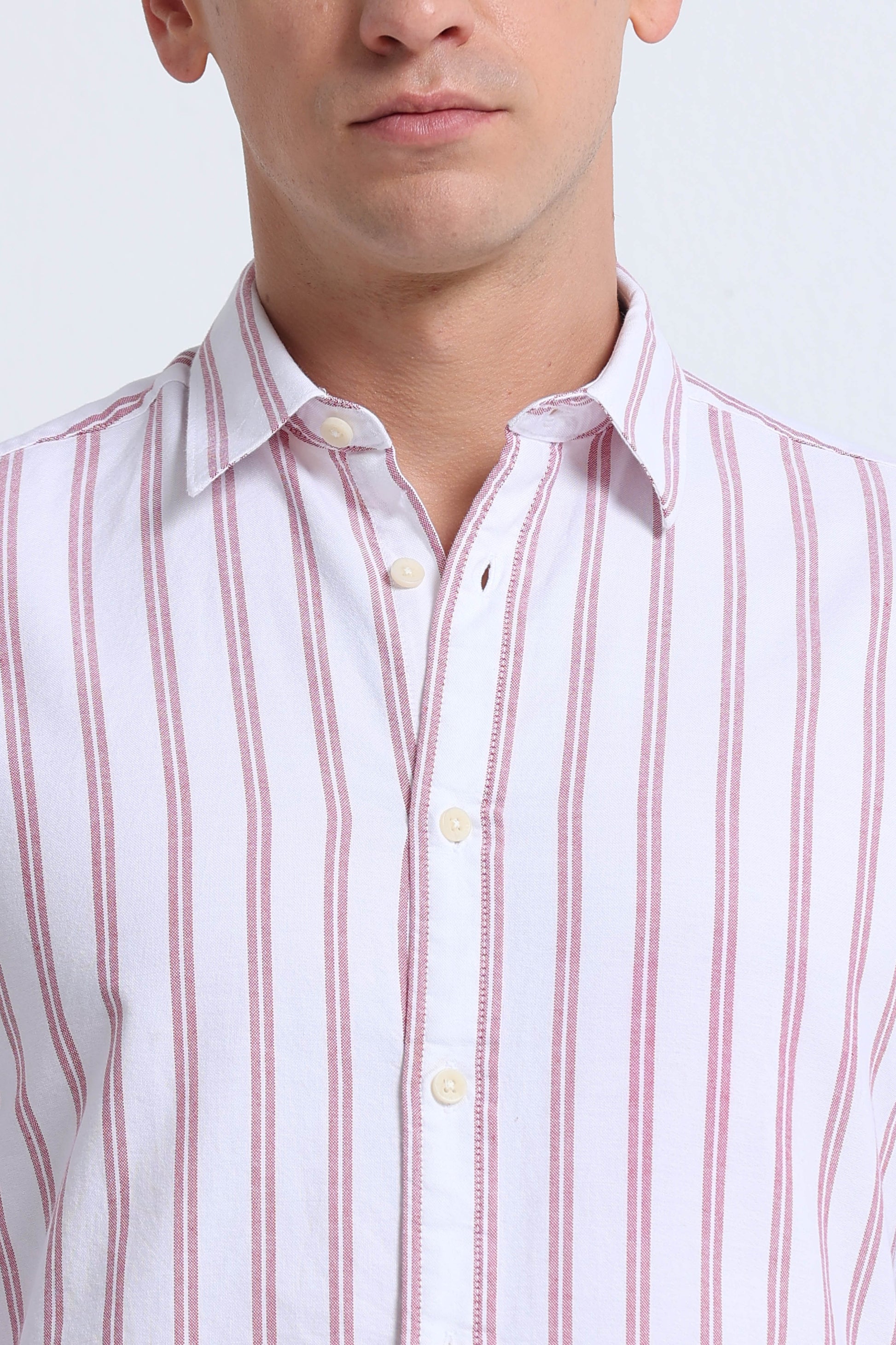 Classic Striped Oxford Cotton Shirt Red White