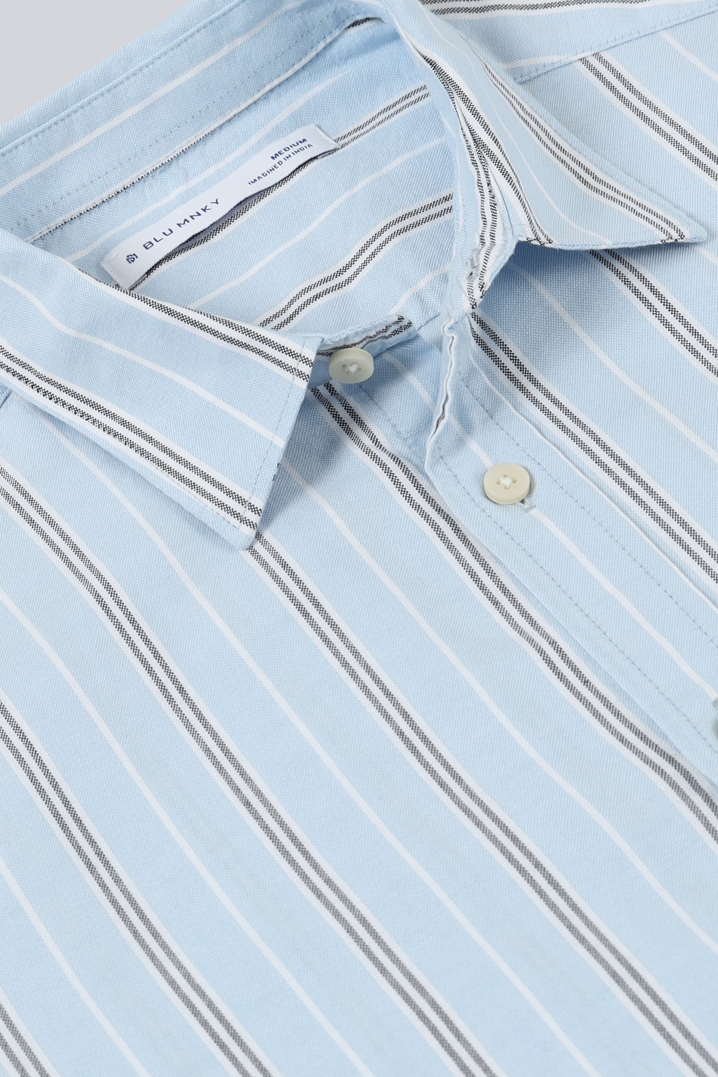 Classic Striped Oxford Cotton Shirt Sky Blue White