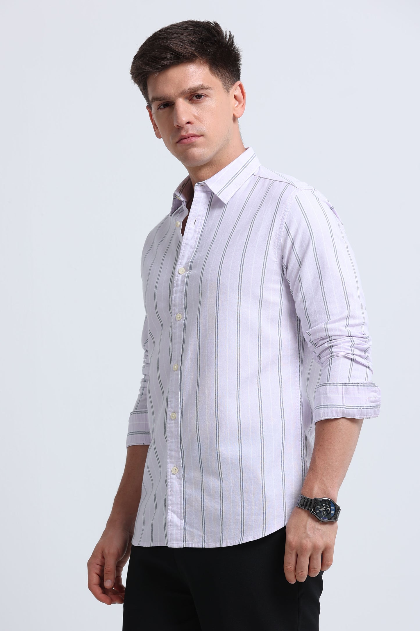 Classic Striped Oxford Cotton Shirt Pink White