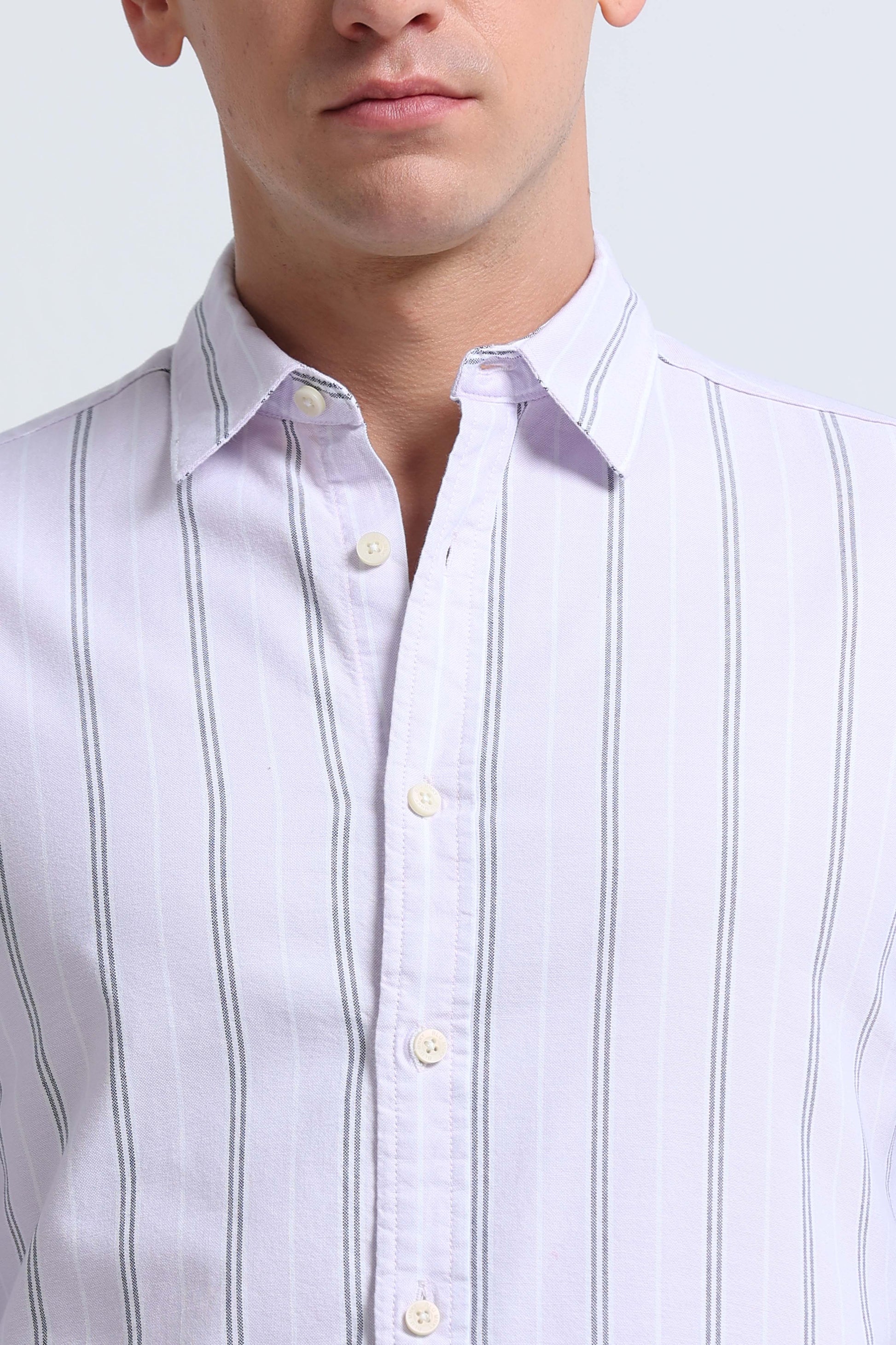 Classic Striped Oxford Cotton Shirt Pink White
