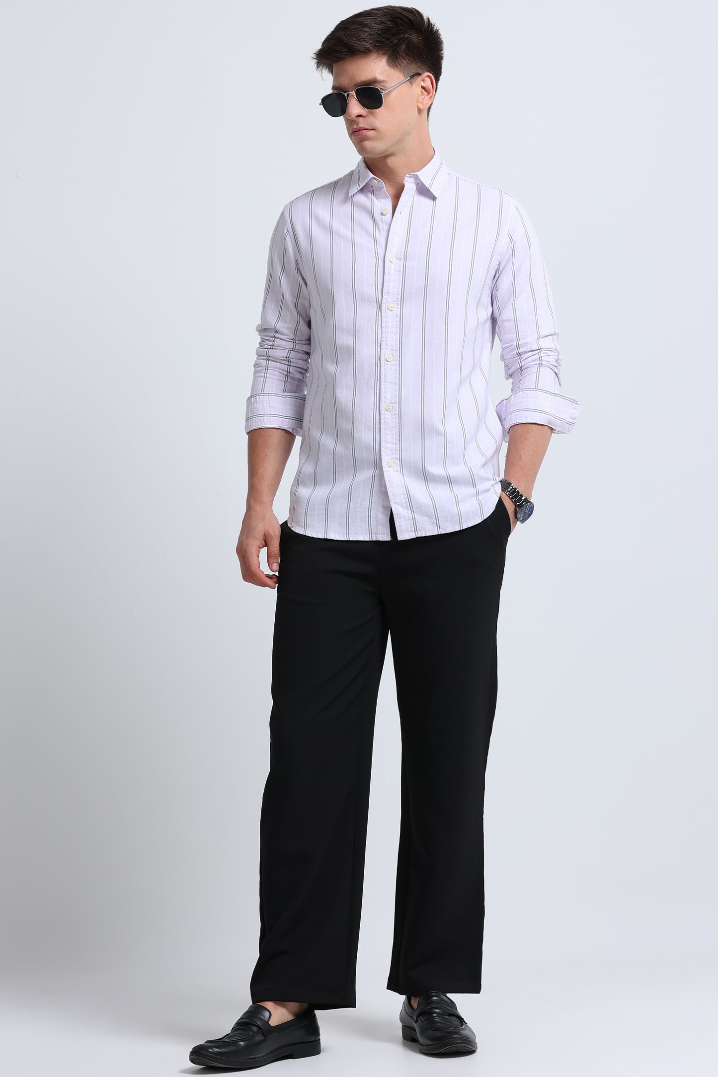 Classic Striped Oxford Cotton Shirt Pink White