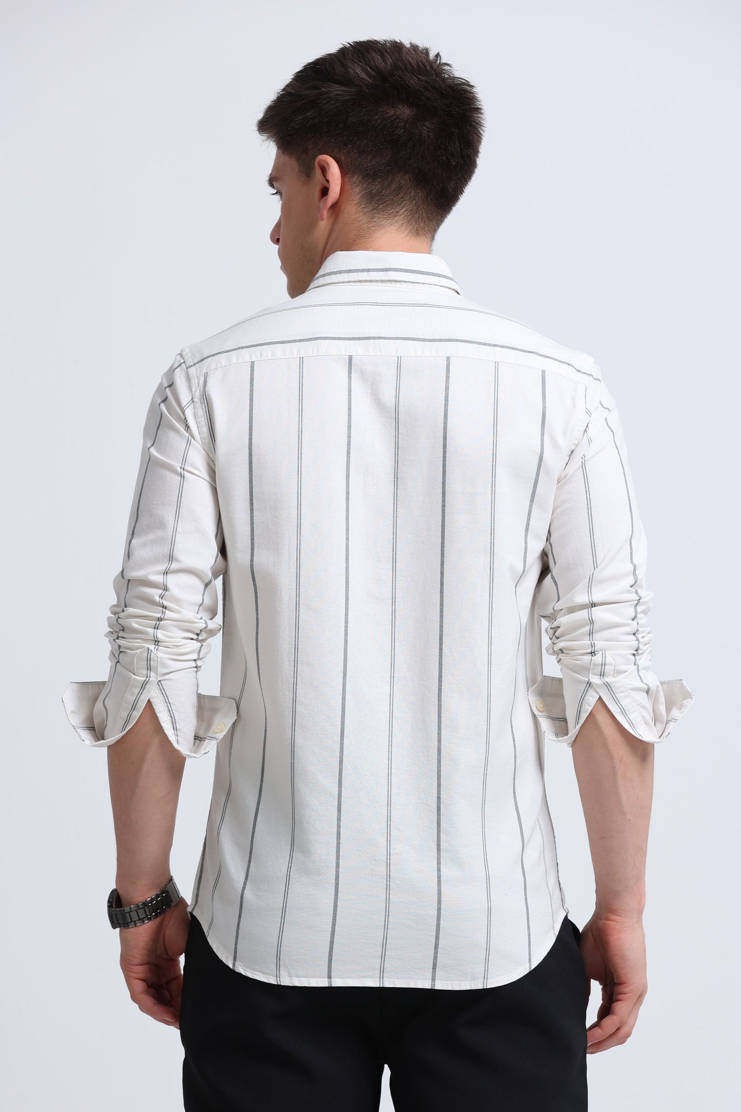 Classic Striped Oxford Cotton Shirt Off White