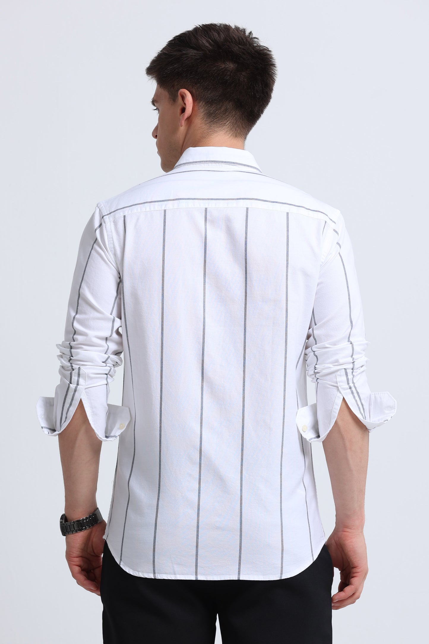 Classic Striped Oxford Cotton Shirt White