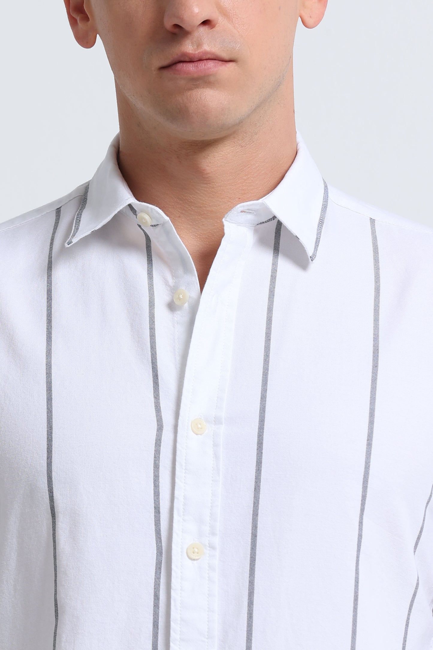 Classic Striped Oxford Cotton Shirt White